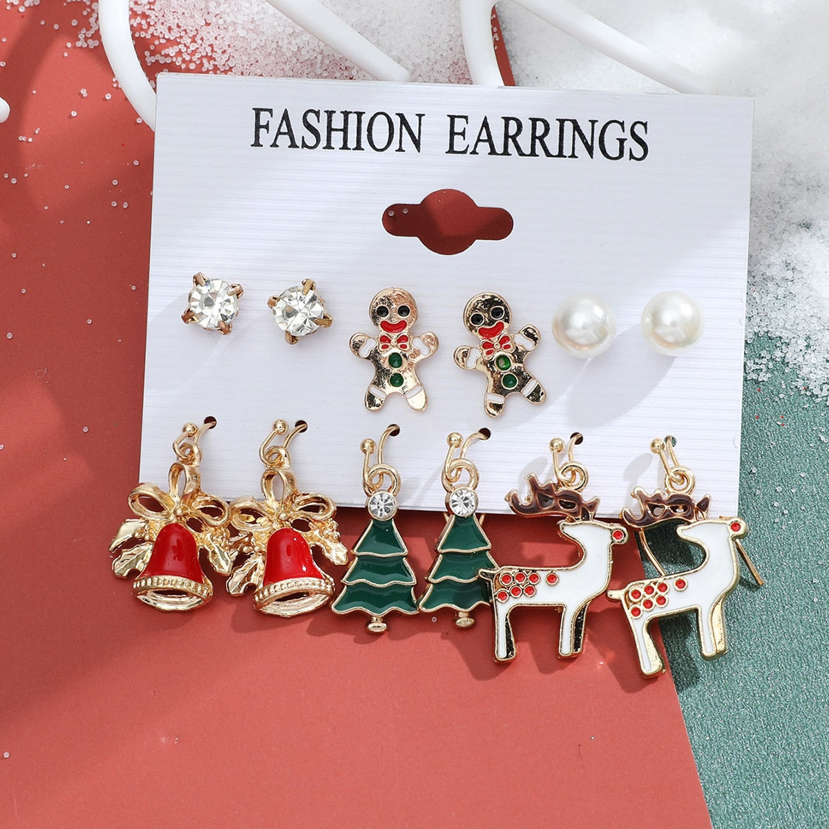 6 Pair Christmas Theme Earrings Set