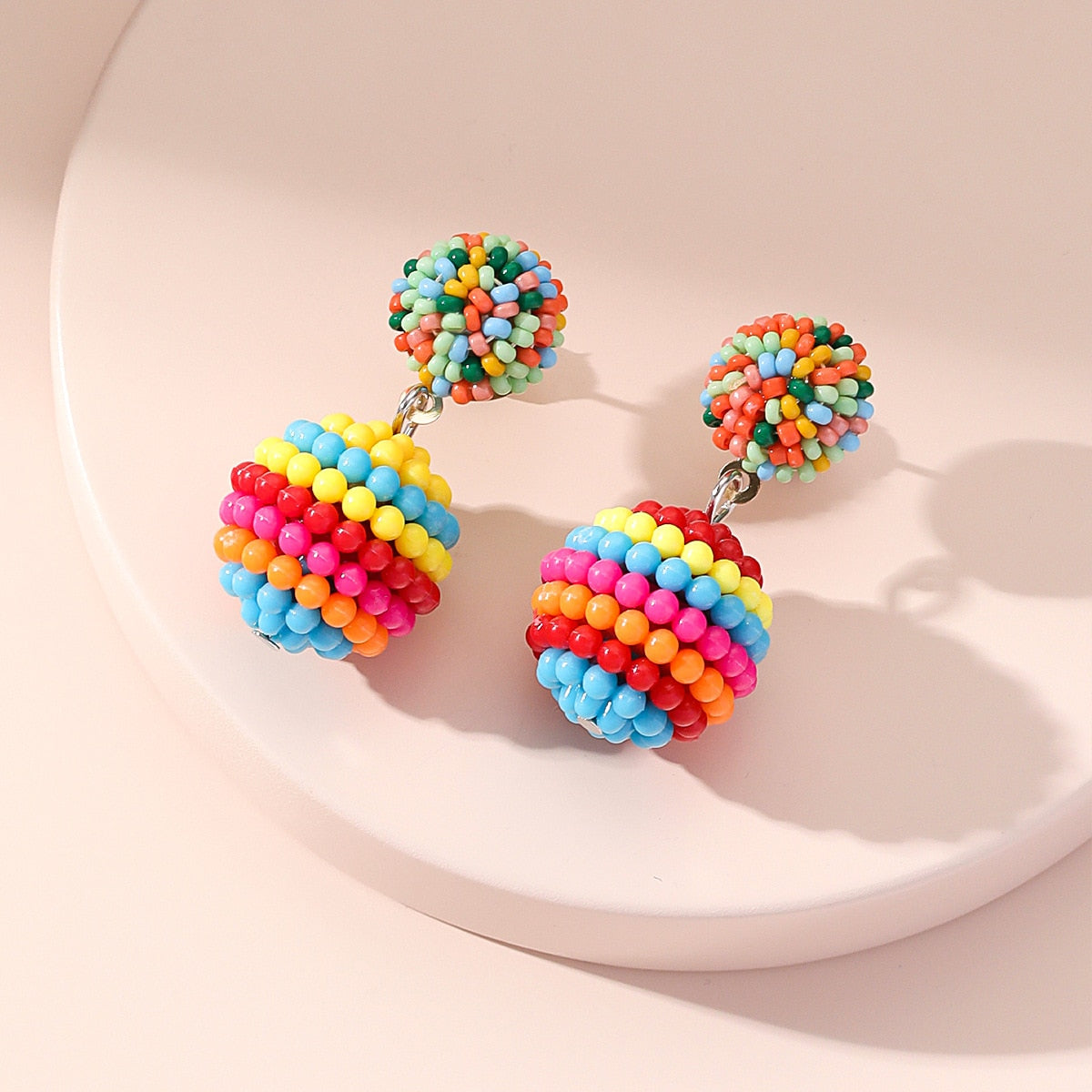 Beaded Balls Dangle Earrings