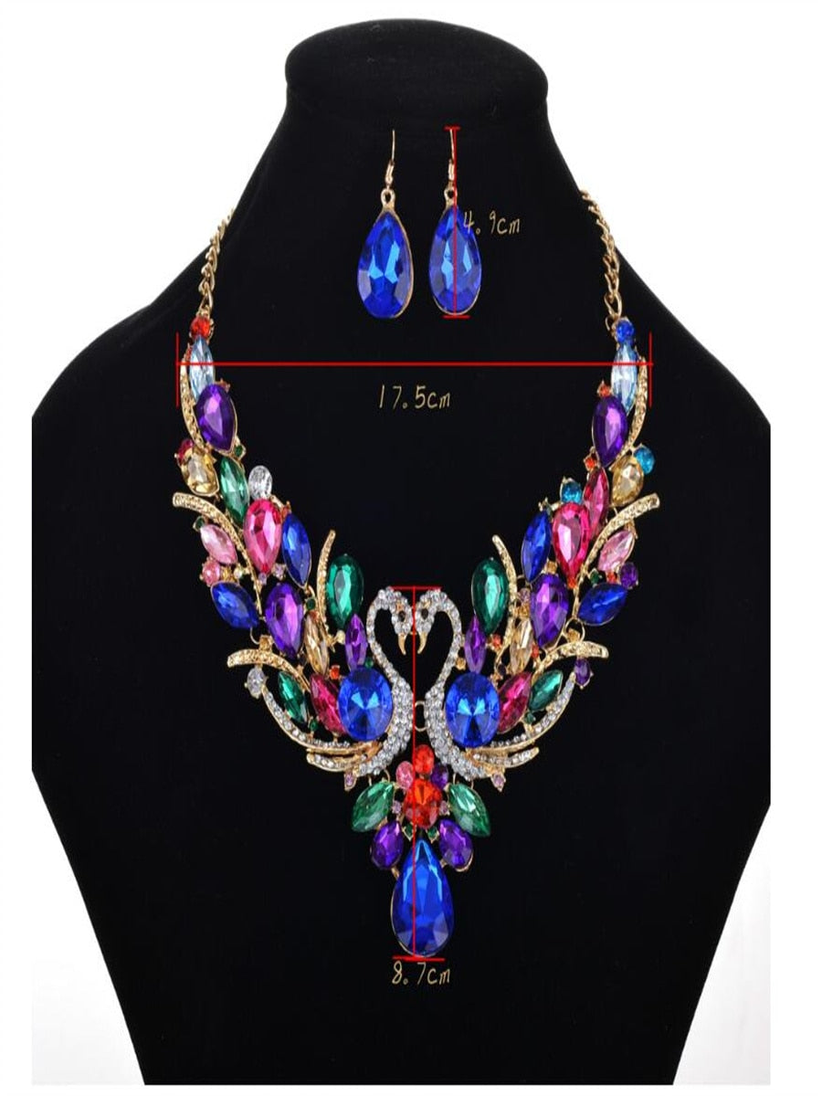 Colorful Peacock Necklace Set