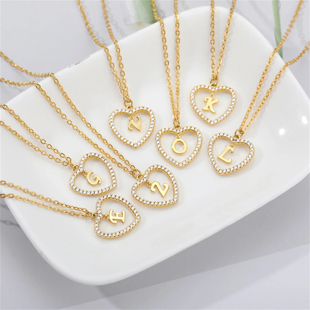 Open Heart with Initial Necklace