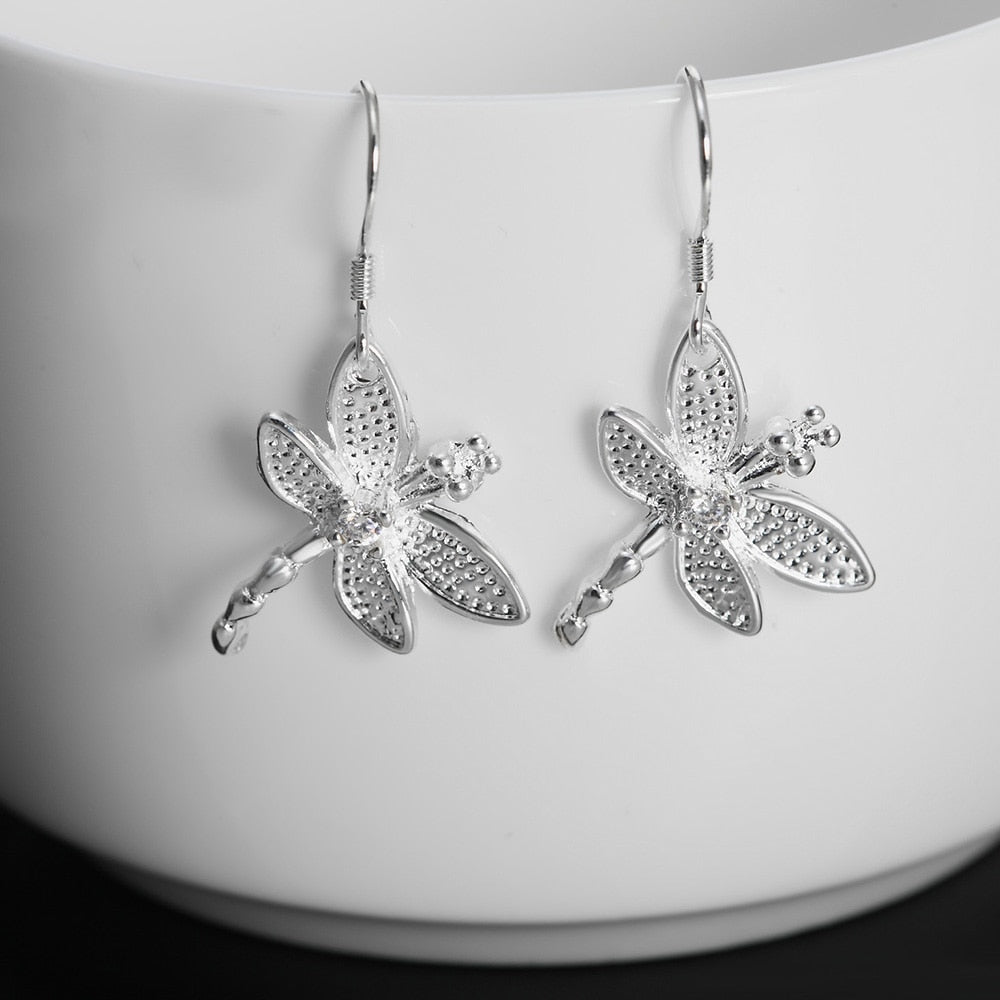 Silver Dragonfly Earrings