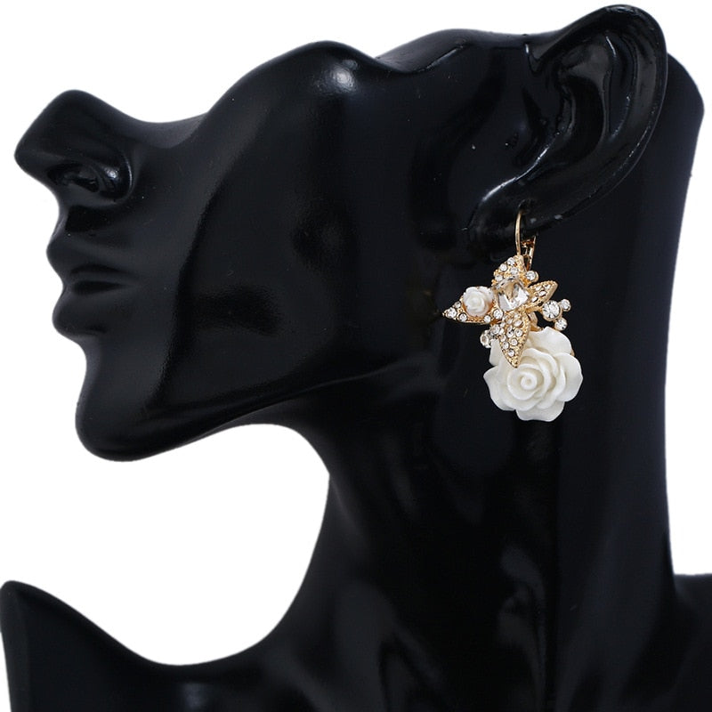 Butterfly and Rose Earrings