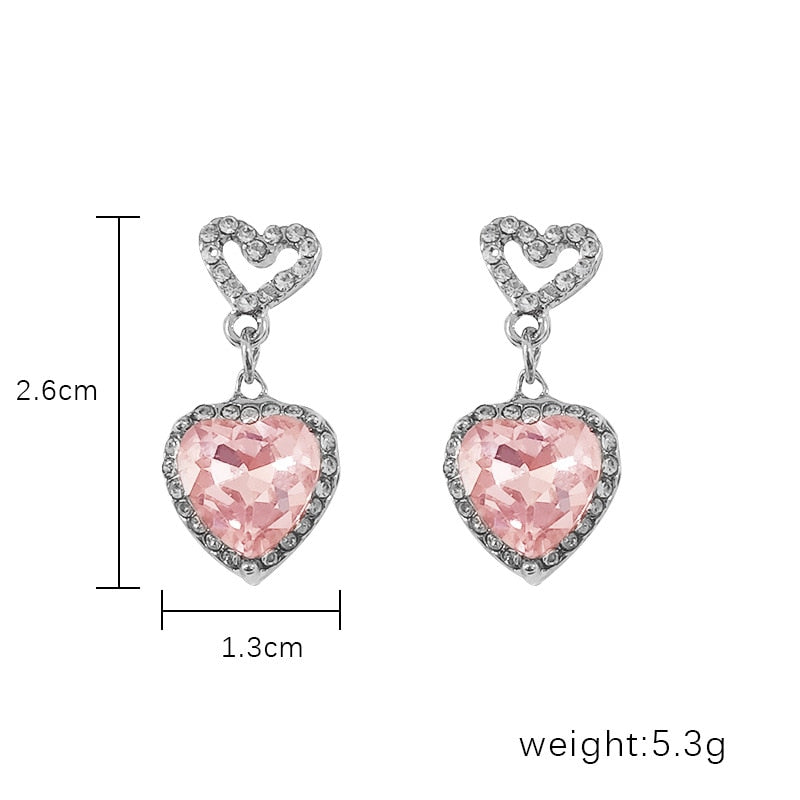 Pink Ice Heart Necklace Set