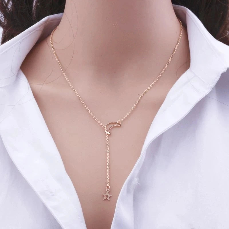 Minimalist Moon and Star Necklace