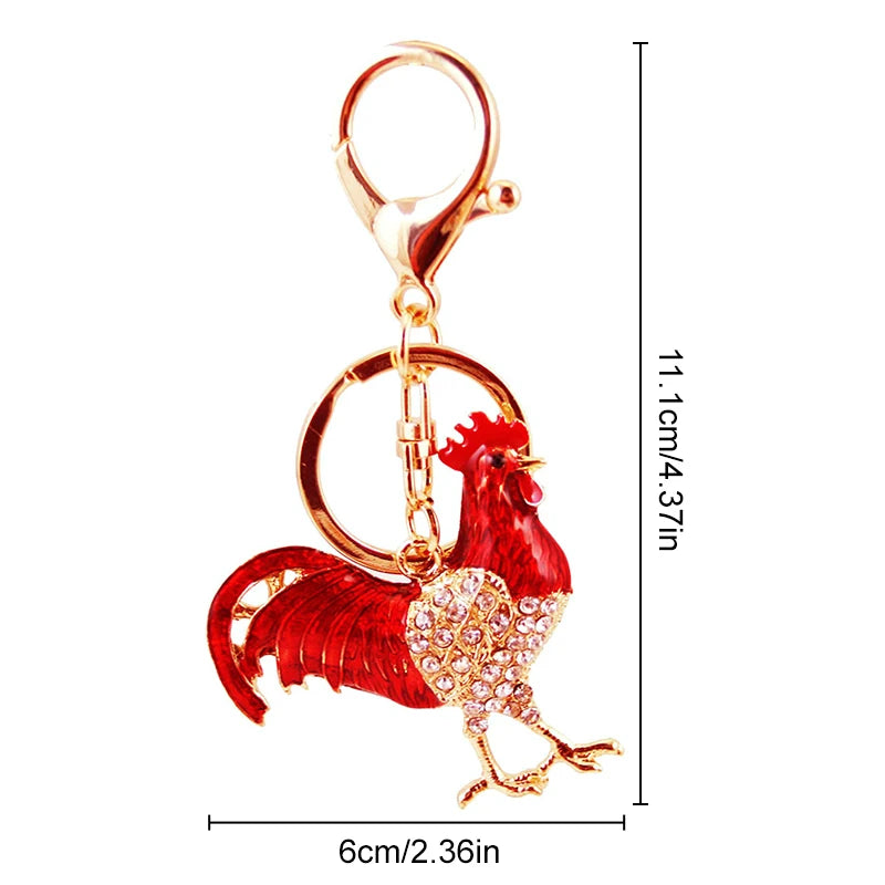 Rhinestone Rooster Keychain