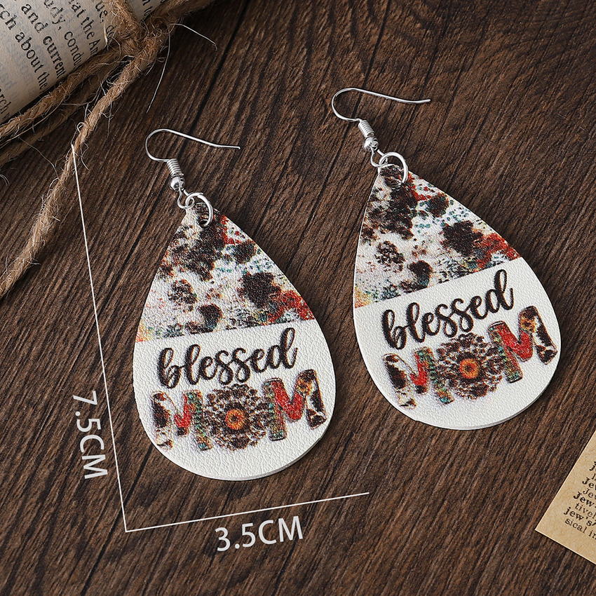 Mom Leather Teardrop Earrings