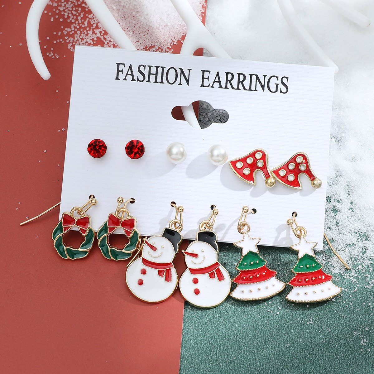 6 Pair Christmas Theme Earrings Set