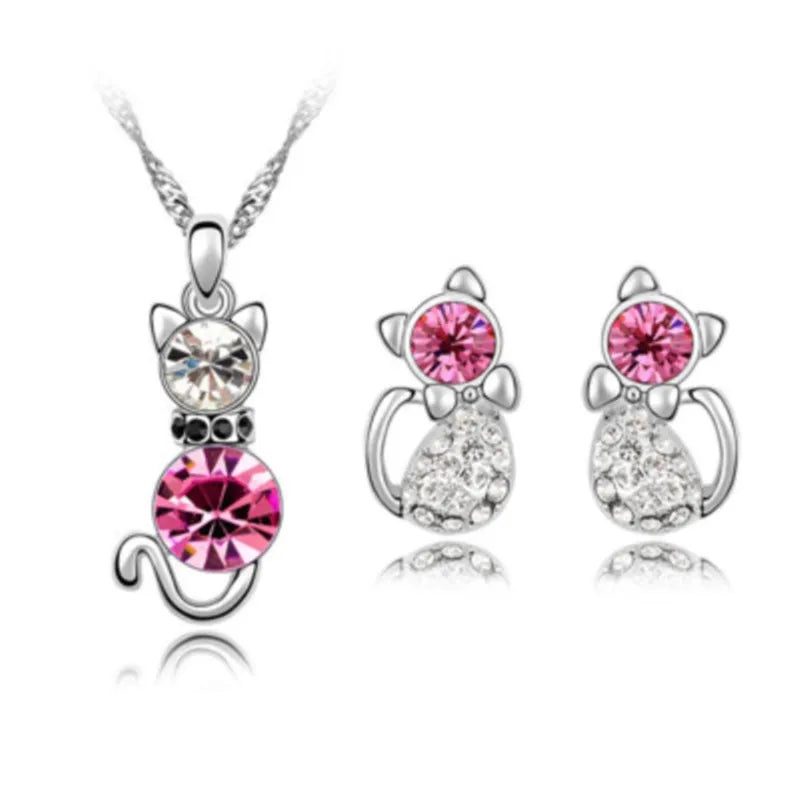 Cute Kitty Necklace Set