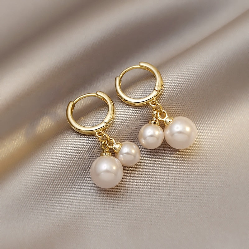 Gold Pearl Accent Earrings