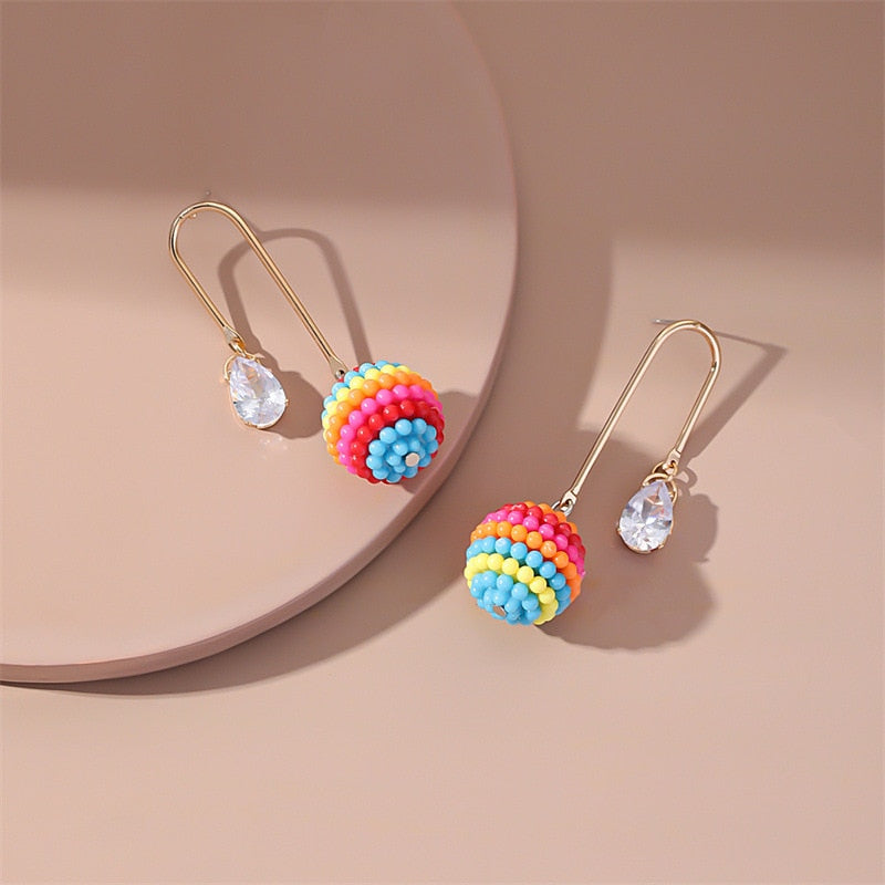 Beaded Balls Dangle Earrings