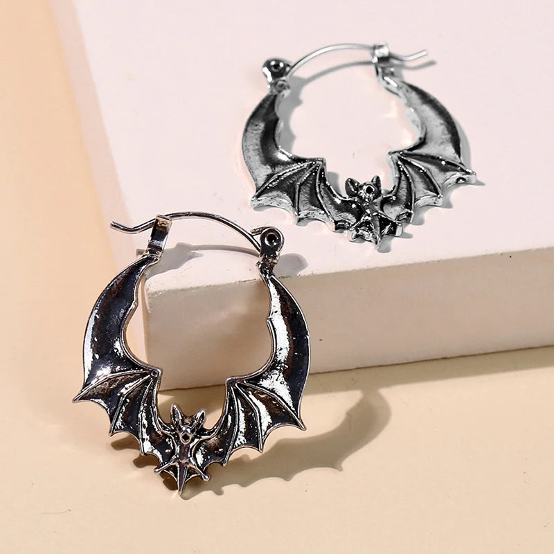 Vampire Bat Hoop Earrings