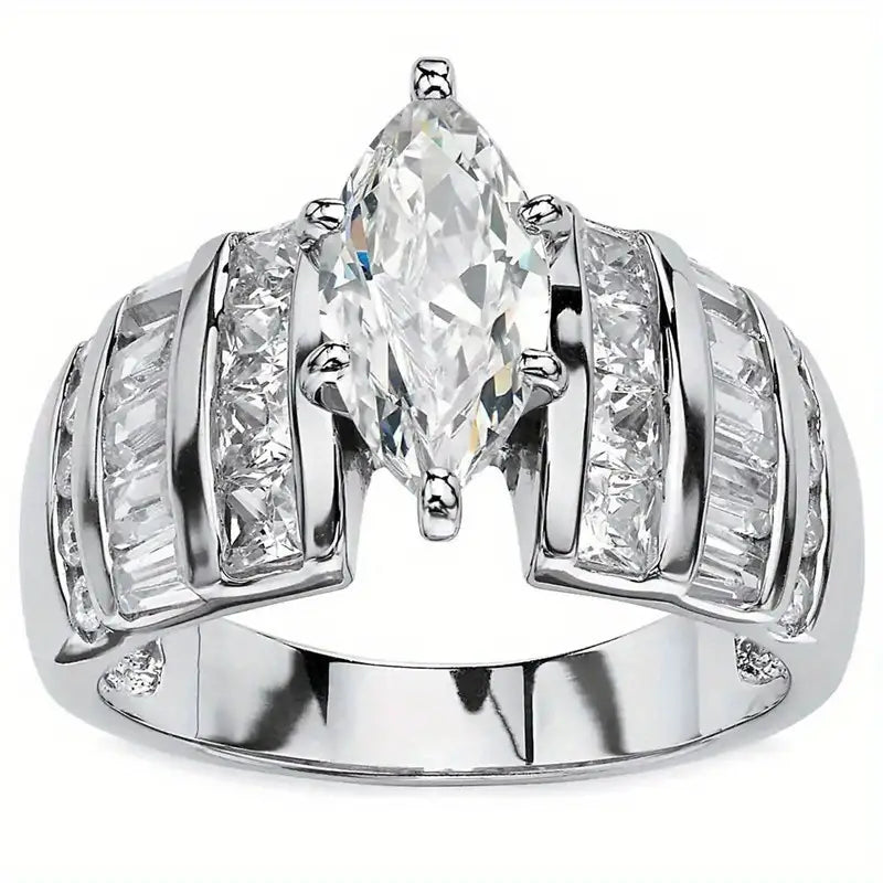 Banded Marquis CZ Ring