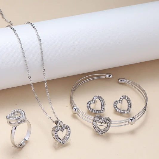 5 Pc Rhinestone Heart Set