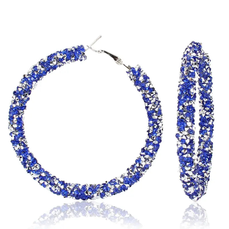 Large Full Rhinestone Hoop Earrings