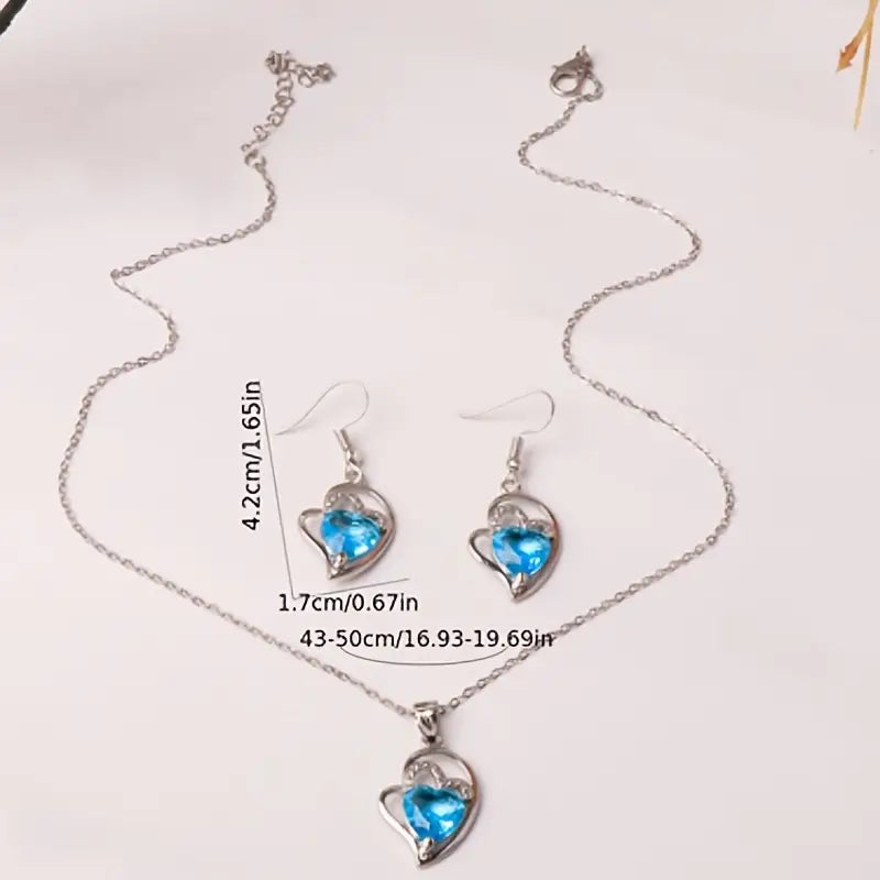 Blue Heart Necklace Set