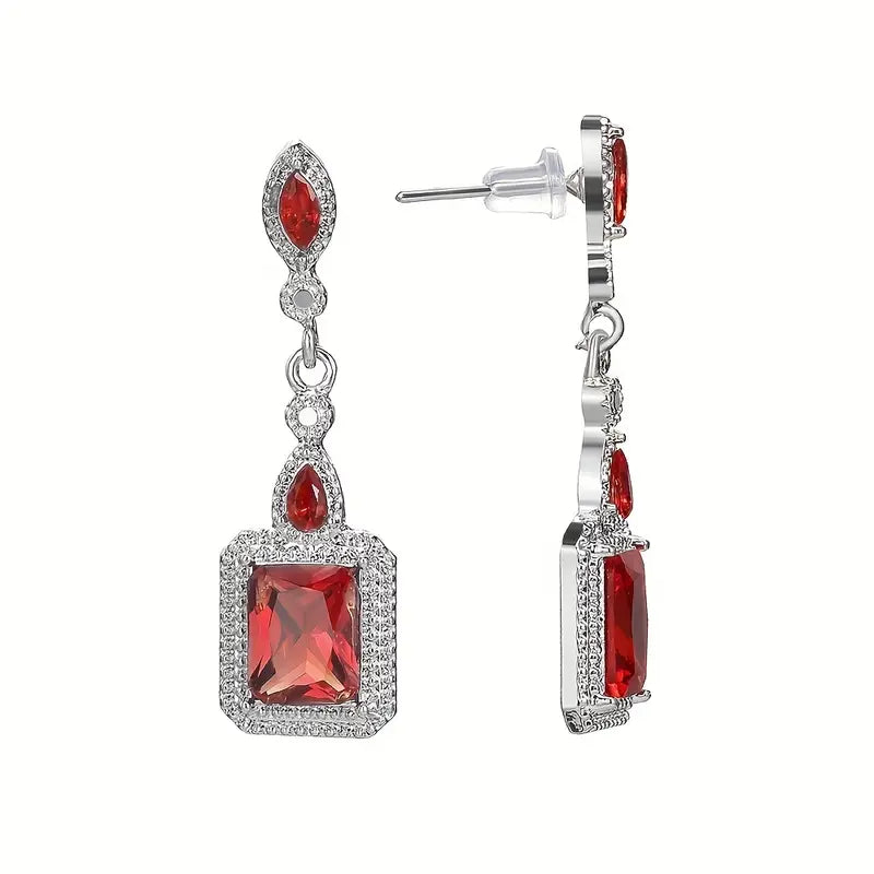 Elaborate Colored Rhinestone Earrings