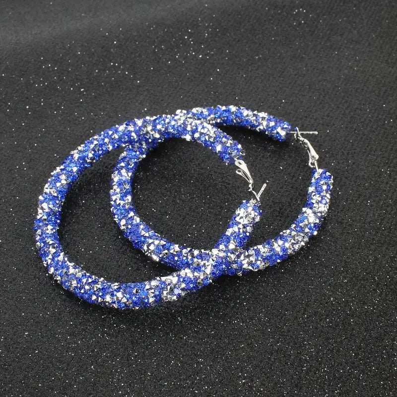 Large Full Rhinestone Hoop Earrings