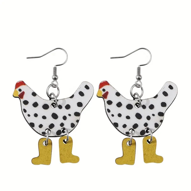 Chicken in Boots Earrings