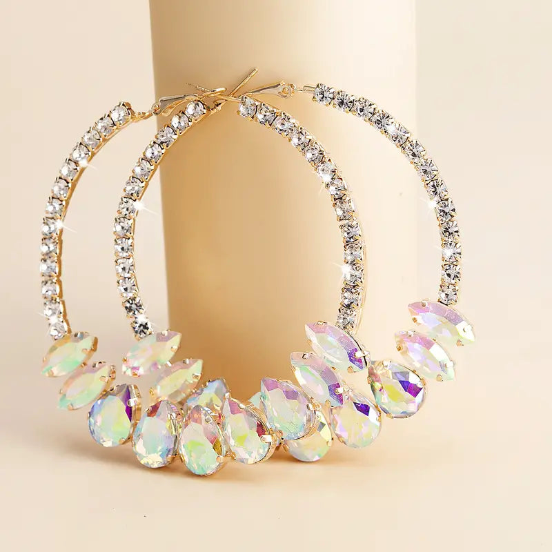 Large Rhinestone Hoops