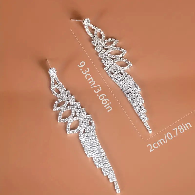 Rhinestone Wing Curtain Earrings