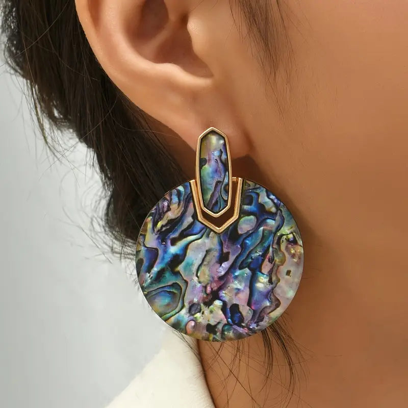 Acrylic Marble Disc Earrings