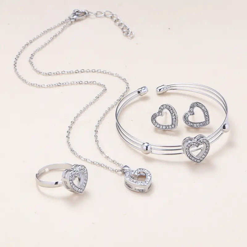 5 Pc Rhinestone Heart Set