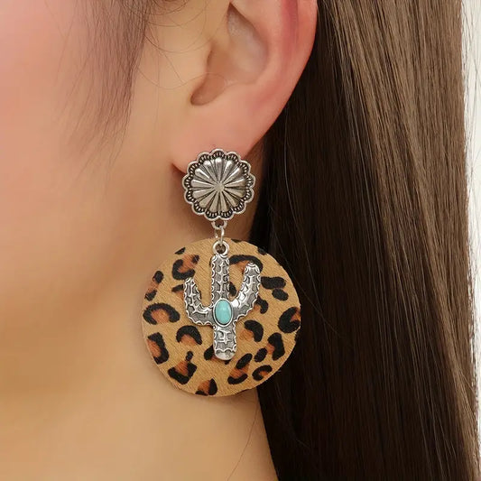 Leopard Cactus Earrings