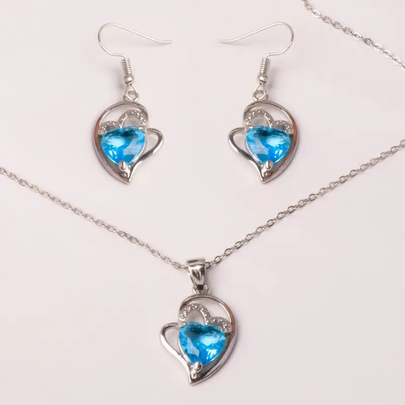 Blue Heart Necklace Set