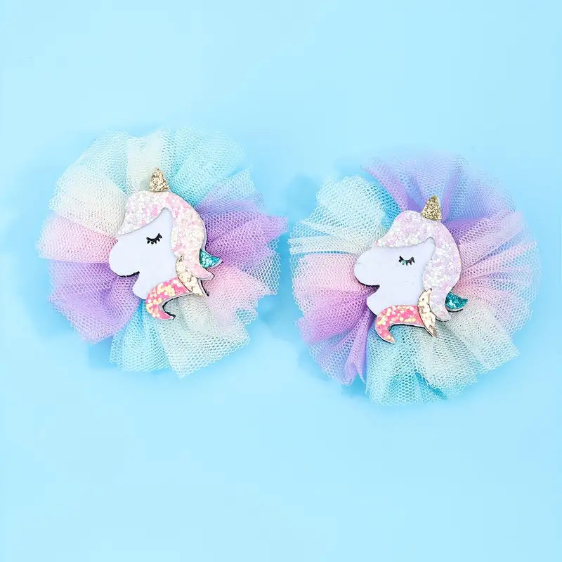 Chiffon Rainbow Unicorn Hair Clip