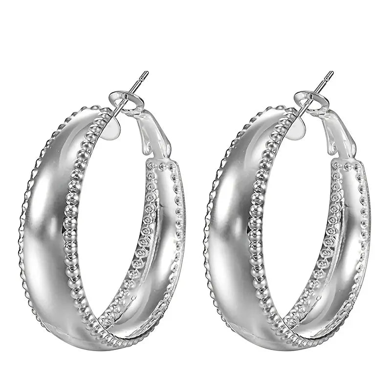 Beaded Edge Hoop Earrings