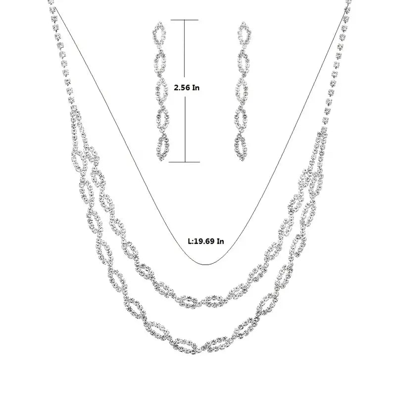 Oval Link Rhinestone Necklace Set