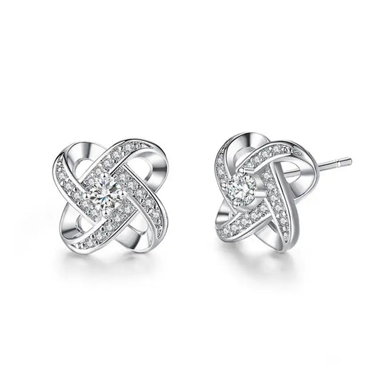 Twisted Square Rhinestone Earrings