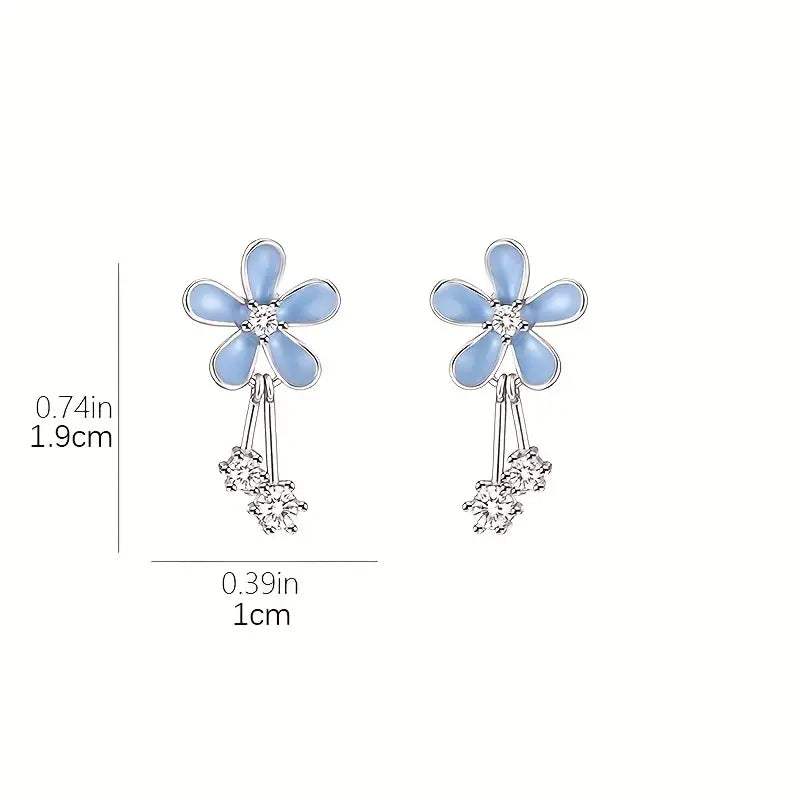 Blue Daisy CZ Earrings