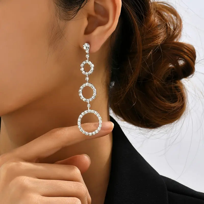 Rhinestone Circles Earrings