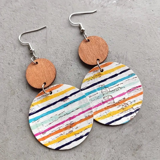 Watercolor Striped Wood Earrings