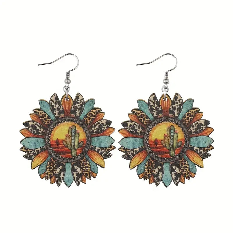 Desert Scene Sunflower Earring