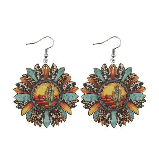 Desert Scene Sunflower Earring