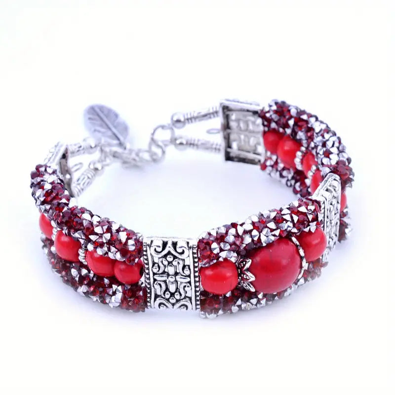 Boho Crackle Stone Bracelet