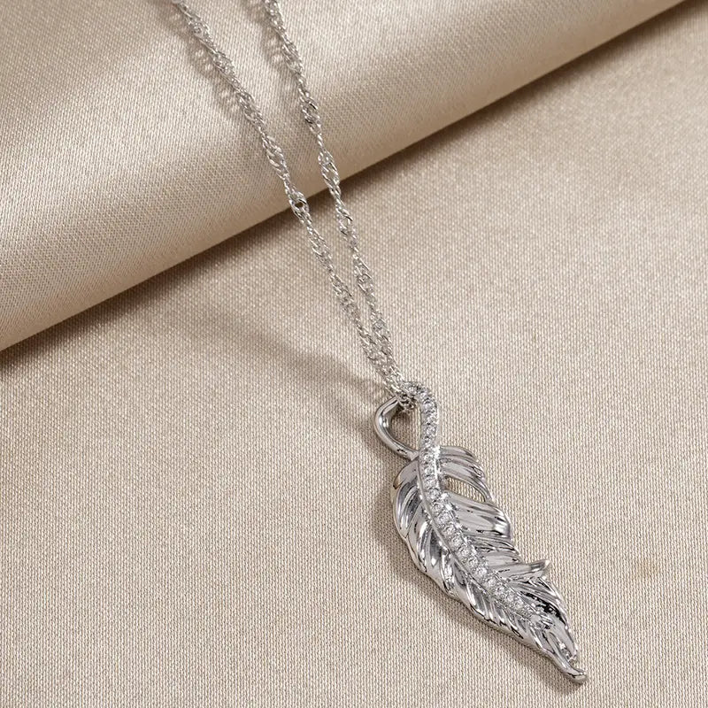 CZ Feather Necklace