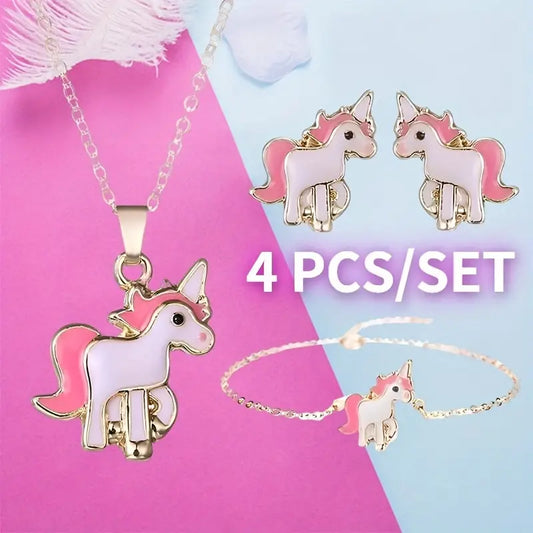 4-Pc Pink Unicorn Set