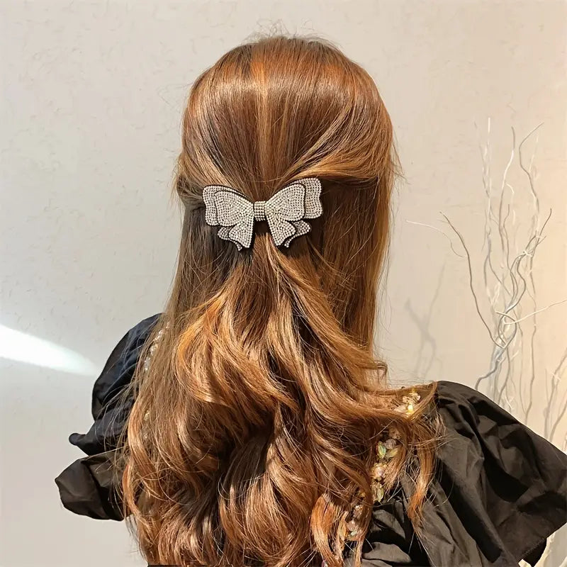 Rhinestone Bow Hair Clip