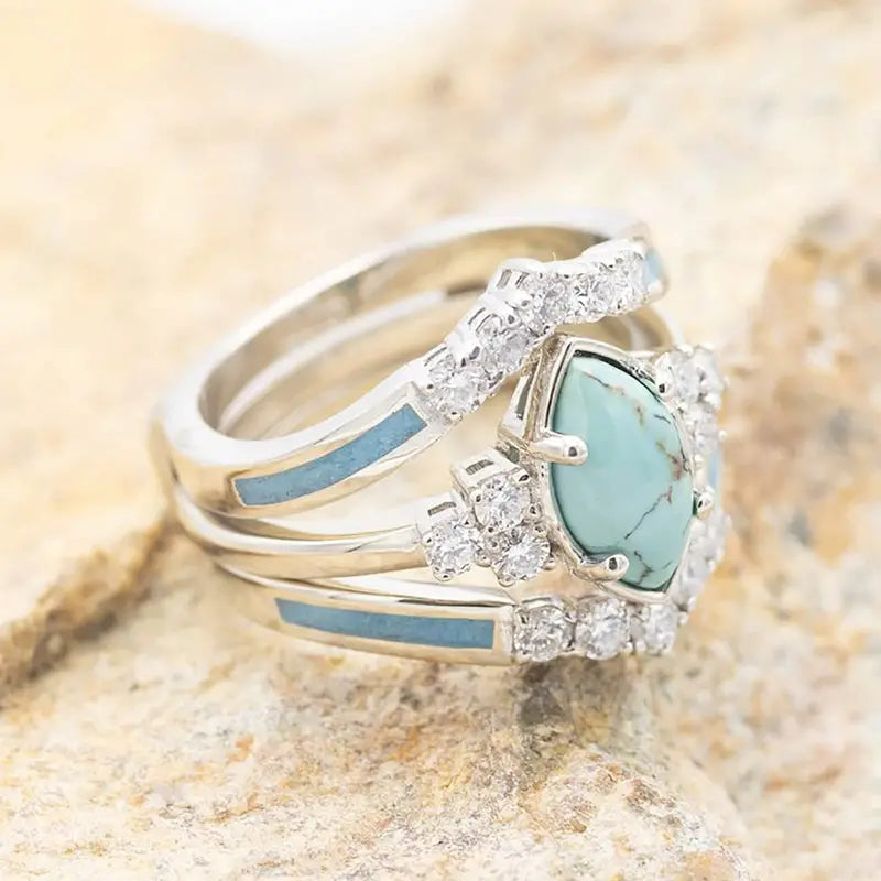 3 Pc Turquoise Ring