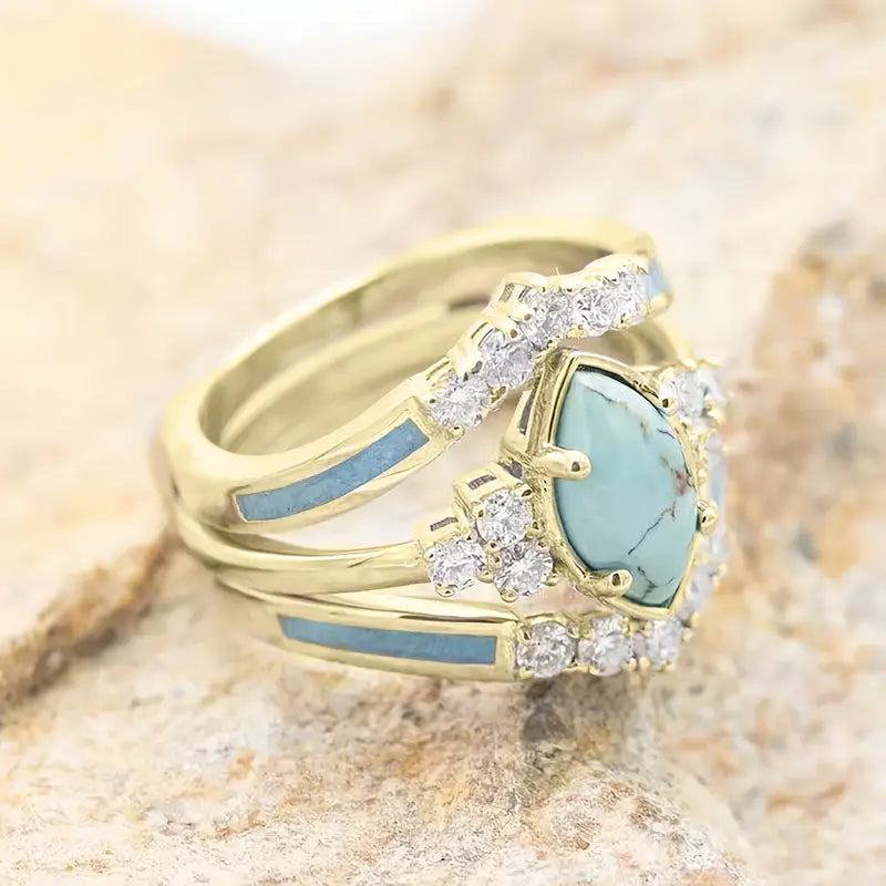 3 Pc Turquoise Ring