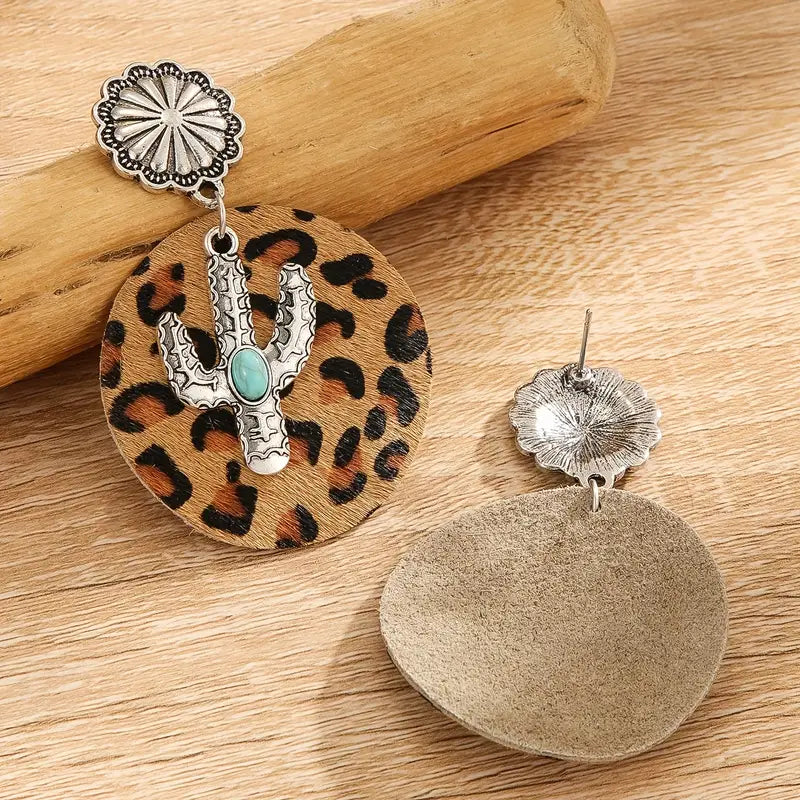 Leopard Cactus Earrings