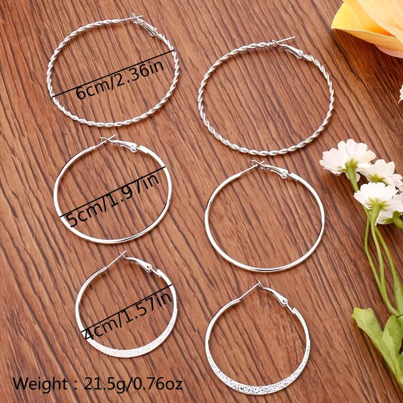 3 Pc Textured Hoop Set