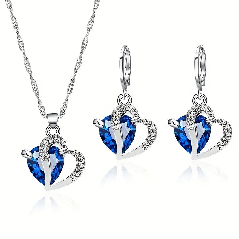 2 Pc Colored Heart Gem Set