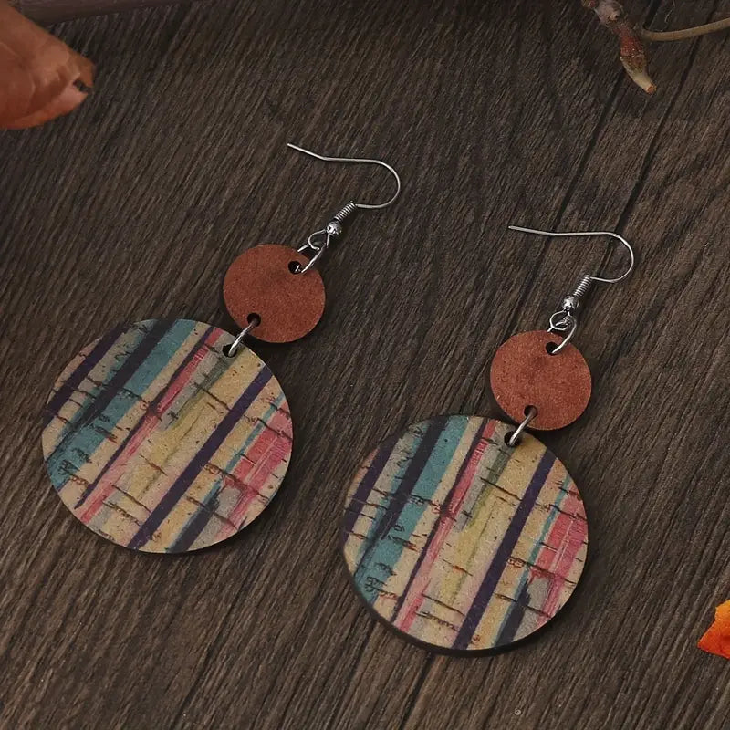 Bohemian Style Wood Circle Earrings