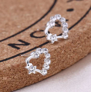 Silver Rhinestone Heart & Star Earrings