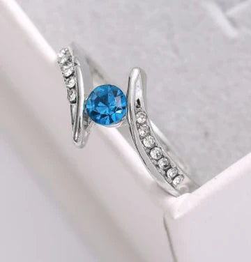 Silver Light Blue Gemstone Ring