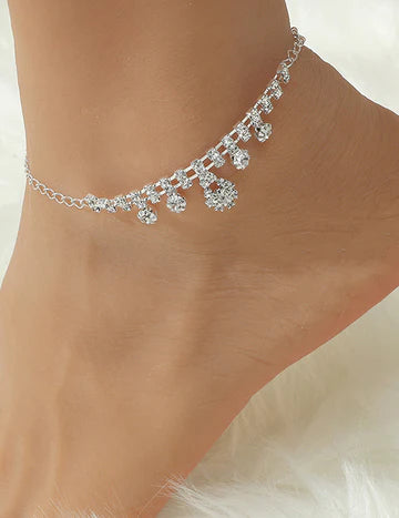 Silver Rhinestone Ankle Bracelet